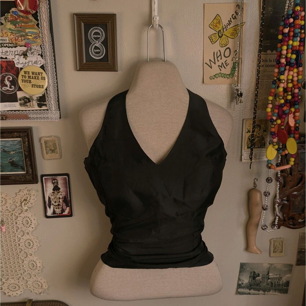 Satin Corset Halter Top Women's XXS/XS Black